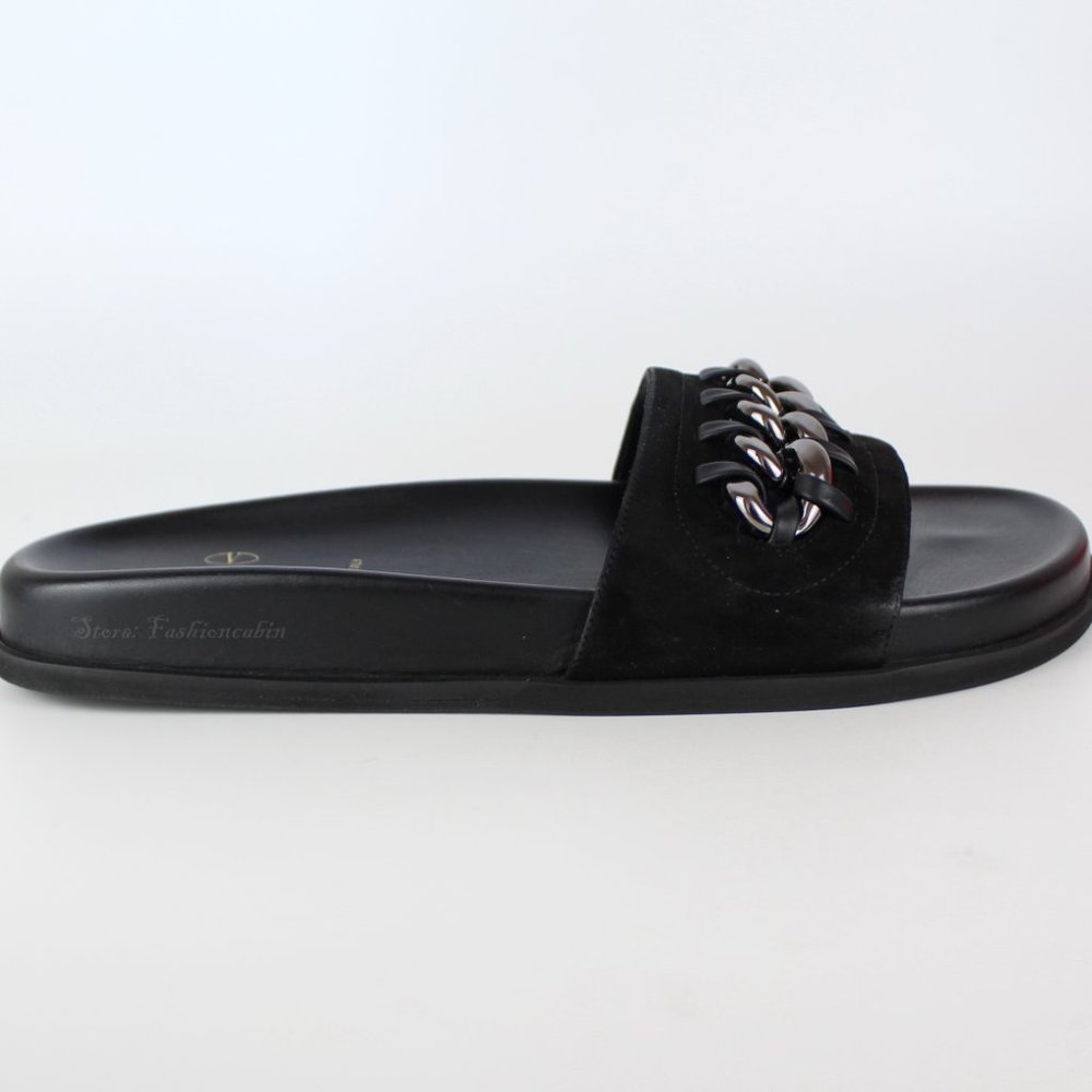 NEW VALENTINO GARAVANI Chain Slide Sandal, Black, EU 38.5 - Picture 3 of 16